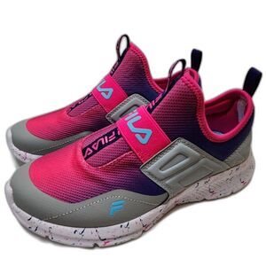 FILA Landbuzzer Marble Kids 4.5 Pink Purple Slip‑On Athletic Sneakers NIB